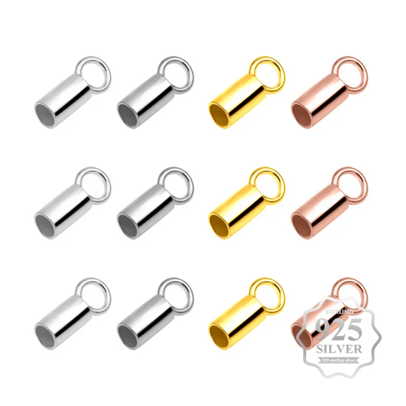 

Aiovlo 10pcs/lot 925 Sterling Silver End Caps Clasps Dia 1mm for Leather Bracelet Jewelry Necklace DIY Making Accessories