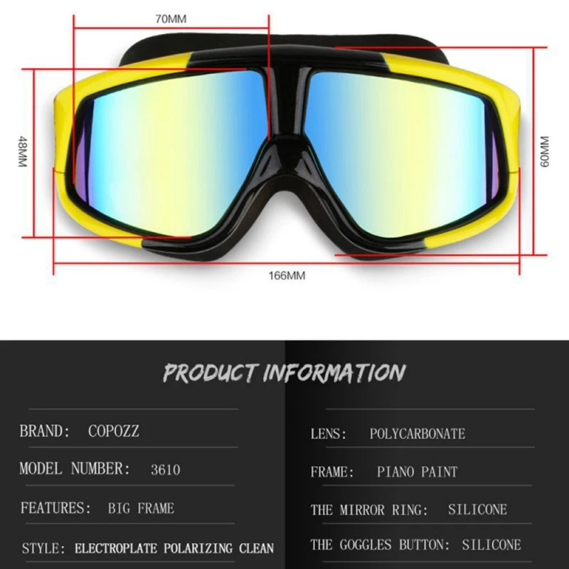 Очки для плавания, удобные силиконовые, большая оправа, маска для плавания, водонепроницаемые, анти-туман, УФ-защита, очки для плавания для мужчин и женщин