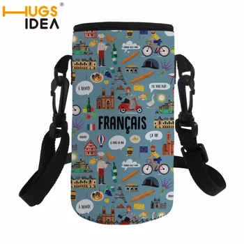 

HUGSIDEA Language Water Bottle Cover Bag Pouch Neoprene Protector Tea Cup Coffee Drinking Mug Water Bottle Bag Shoulder Strap
