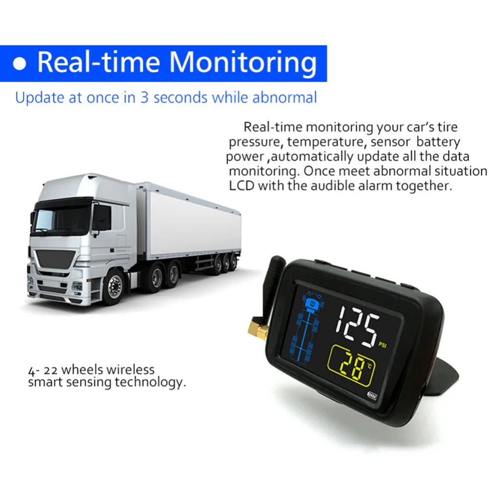 [Genuine] Cars Trucks TPMS Wireless Tire Pressure Monitoring System 14 Sensors Trailer Trucks Dedicated Tire Pressure Alarm