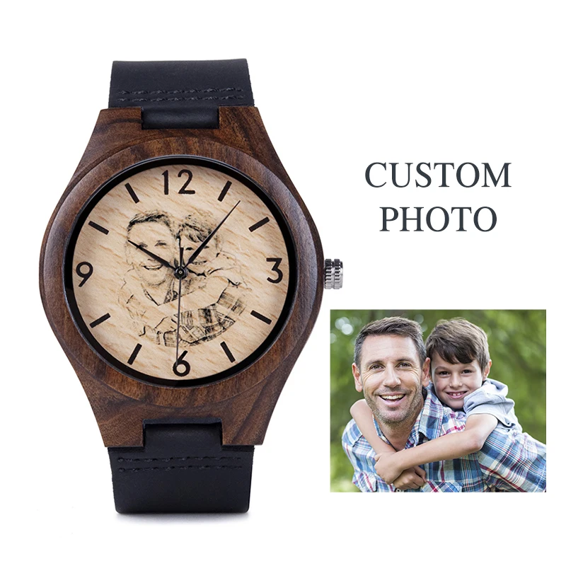 $20 Photo Engraved Watch Personalized Wooden Watch Gift For Him Her Custom Grooms Gift Birthday