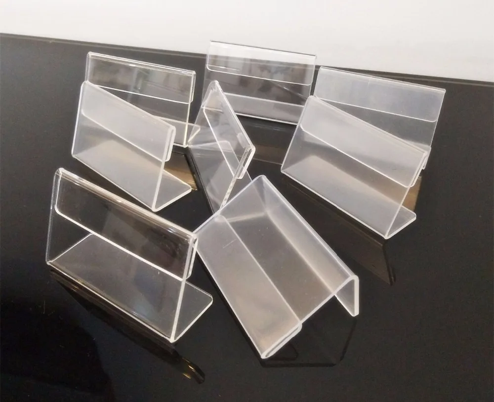 

Set of 30PCS L Shape Clear Acrylic Price Card Tag Label Stand , Mini Sign Display Holder,Counter Top Stand 4x7cm