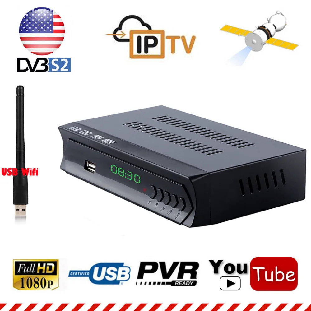 FOB DVB S2 HD Digital Satellite Receiver IPTV Combo RJ45 Lan USB Wifi