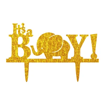 

1pc Acrylic It's a Boy Children's Birthday Cake Flag Topper Gold Silver Cake Flags For Birthday Party Cake Decor