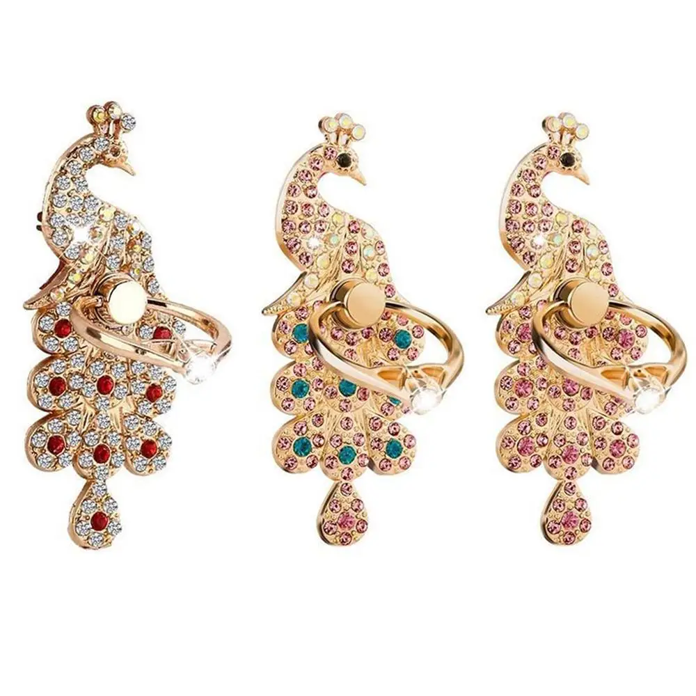 Universal Finger Ring Stand Bracket Buckle Rhinestone Peacock Mobile Phone Holder for iPhone 7 Samsung Galaxy S7 edge Support