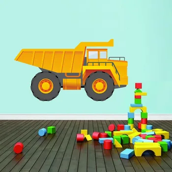 

Baby Car Wall Sticker Construction Vehicles Working Forklift Mixer Truck Excavator Crane Truck Decals For Kids Room Home Decorat