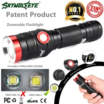 

LED flashlight XM-L L2 Tactical Work Light Torch USB charging Rechargeable night fishing 18650 Battery Free Shipping #NN27