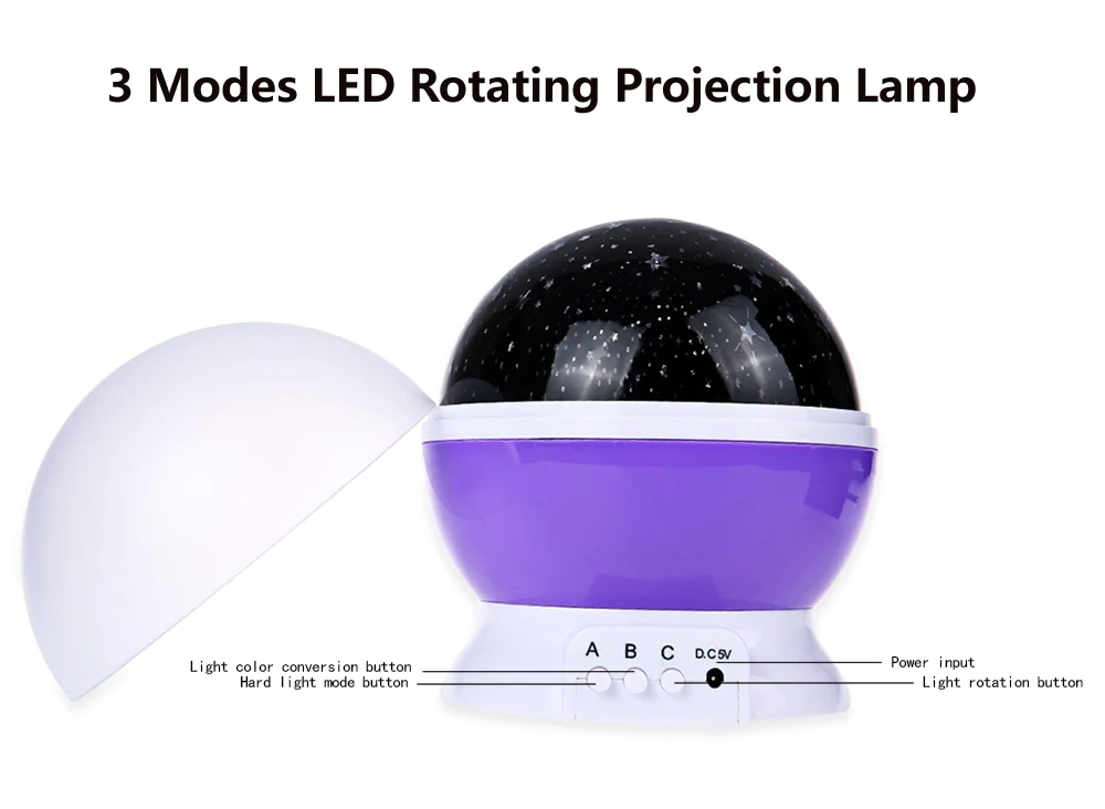 Светодиодный светильник с вращающейся звездой, 3 режима, Лампа для проектора, романтическая, звездная луна, небо, вращающийся Ночной светильник, Детские спящие USB лампы, проекция