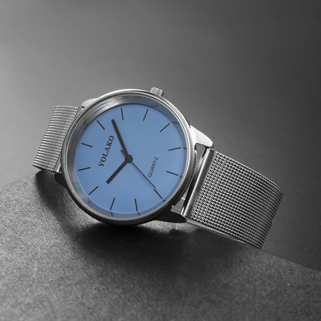 

YOLAKO Ladies Fashion Watch Stainless Steel Mesh Belt Round Glass Luxury Watch With Simple Mirror Business Quartz Watch