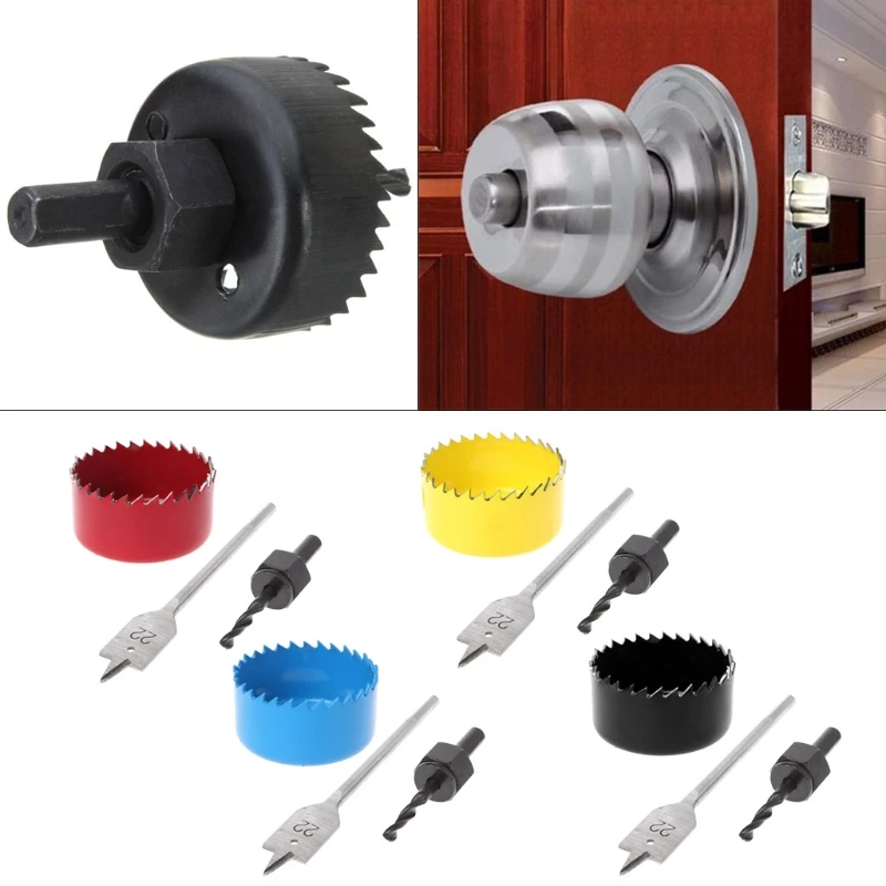 3pcs/set Door Lock Knobs 2 1/8" Installation Kit Wood Hole Saw Drilling