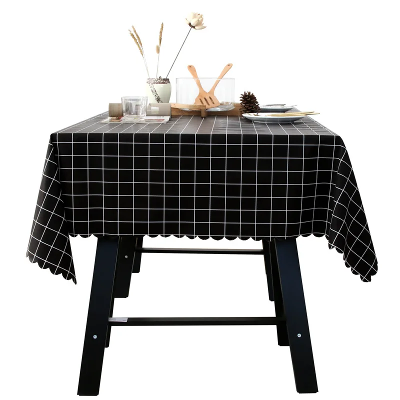 

Waterproof and oil-proof disposable anti-scalding plaid tablecloth simple table coffee table mat solid color round table cloth