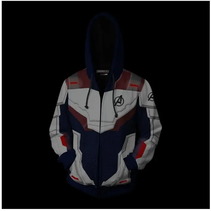 3D Printed Avengers Endgame Quantum Realm Cosplay Costume Sweatshirt Superhero America Captain Marvel Zipper Jacket Hoodie