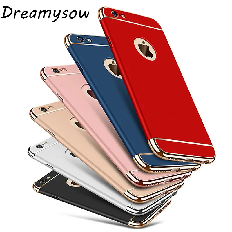 

3 IN 1 Removable Hard Matte Phone Cases For iPhone XS Max Xr X 6 6s 7 8 Plus 5 5s SE 360 degree Shockproof Electroplating Cover