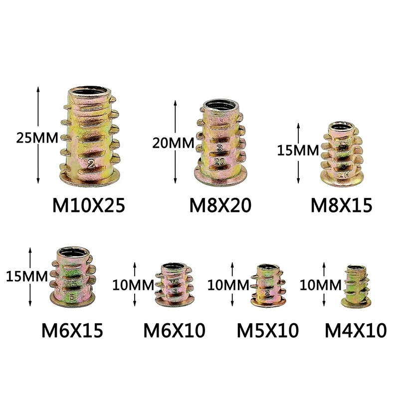 120 шт. Метрическая Резьбовая вставка гайка набор инструментов для деревянной мебели из цинкового сплава мебельный болт соединитель Шестигранная розетка Sc