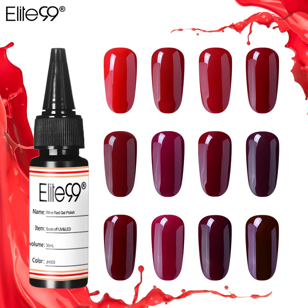Elite99 Wine Red Series Nail Polish 30ml Soak Off UV Gel Glue Lacquer Manicure Art Varnish Tool | Красота и здоровье