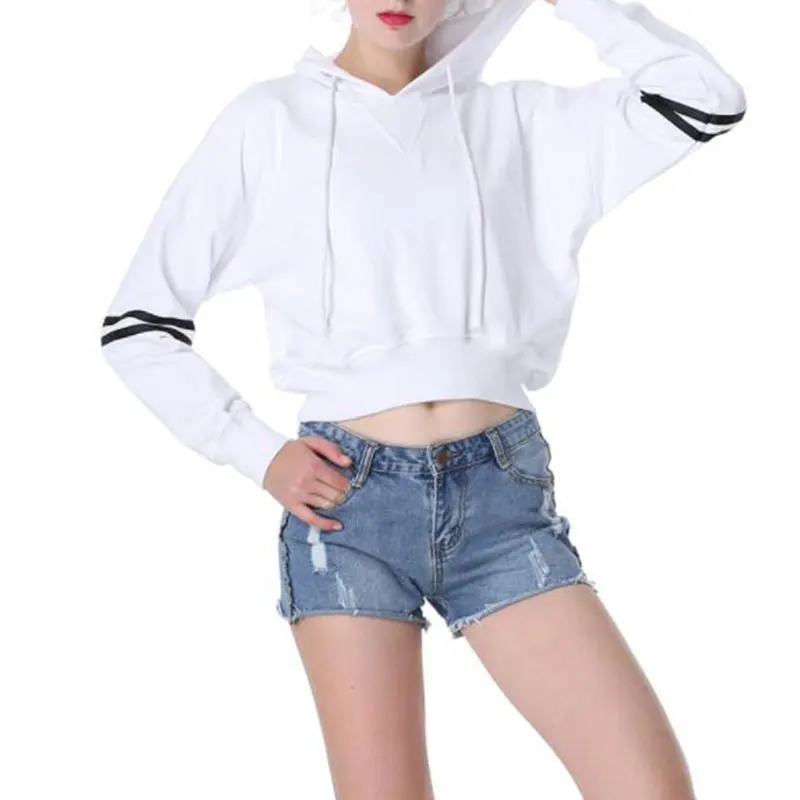 Полерон Mujer 2019 Толстовка Топ с капюшоном Tumblr укороченные Harajuku Kawaii Толстовка шнурок негабаритных полосатый Для женщин толстовки