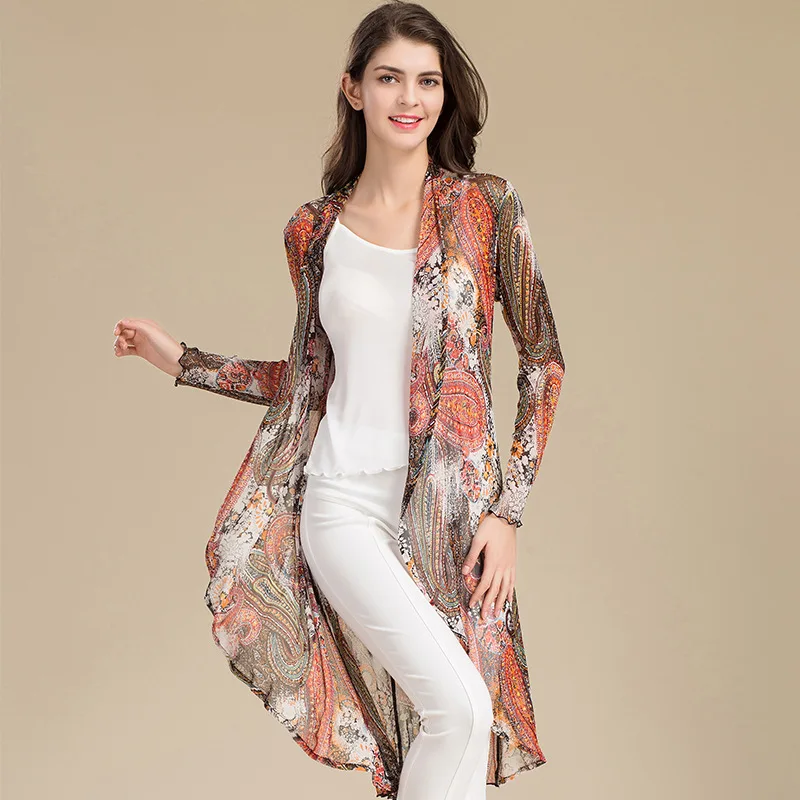 High Quality 100% Silk Summer Womens Beach Wear Suncreen Utra thin Coat ...