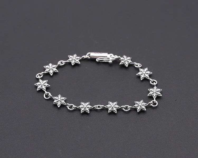 Starfield ювелирные изделия из стерлингового серебра S925, версия ретро тайского серебра, шестиконечная Пряжка со звездой, популярные браслеты и браслеты для мужчин