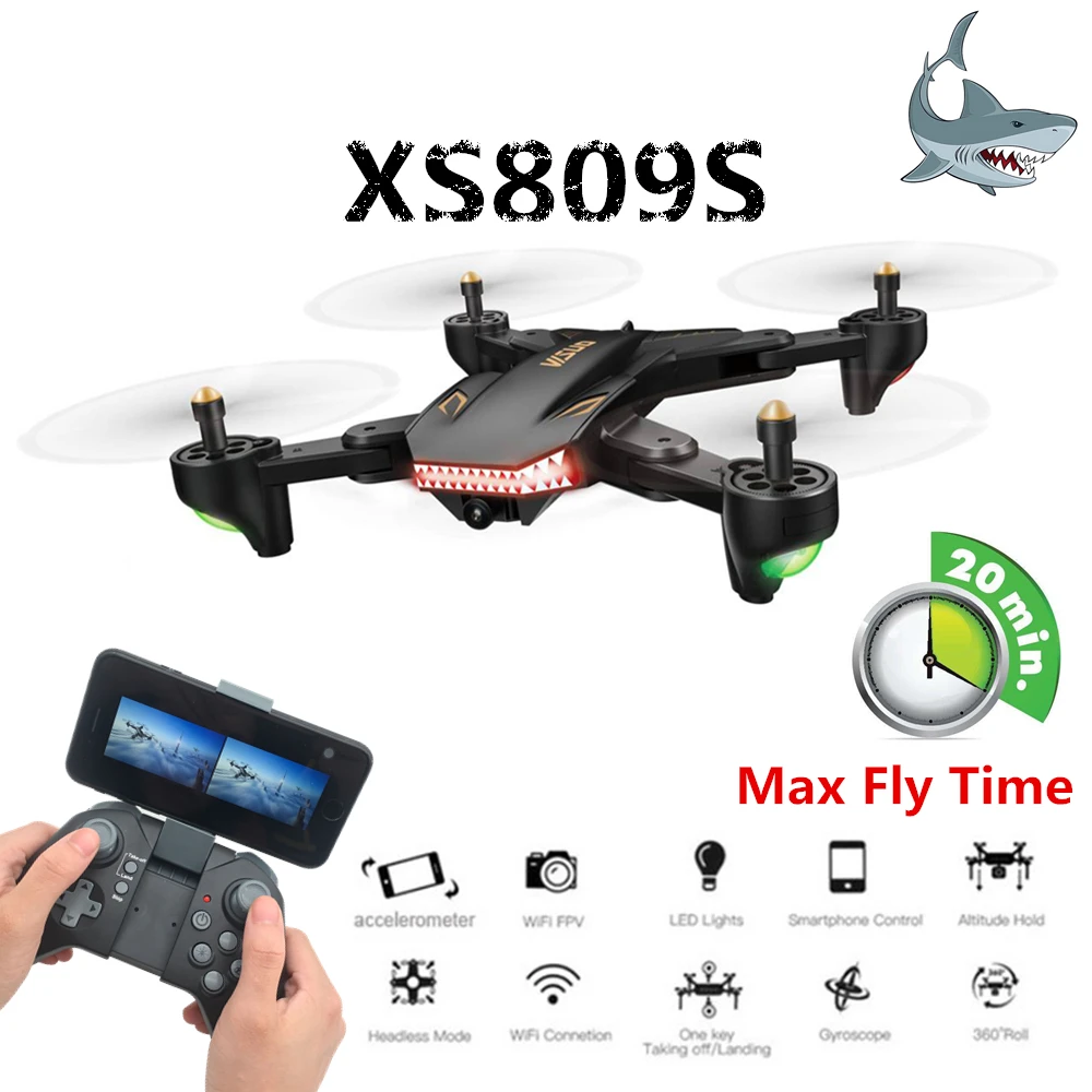 Складной Дрон для селфи VISUO XS809S с камерой МП/2 МП|Радиоуправляемые вертолеты| |