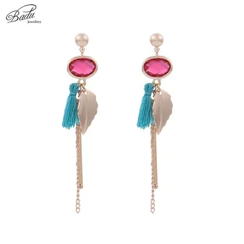 

Badu Antique Vintage Bohemian Ethnic Tassel Fringe Leaf Earrings For Women Girls Anniversary Wedding Party Jewelry Charms