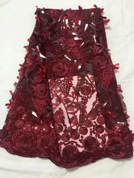 

African 3D Lace Fabric High Quality Lace Material Embroidery Nigerian Lace Fabric With Sequins French Lace Fabric