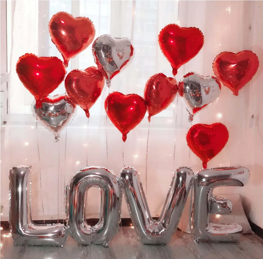 15pcs 18inch Foil Red Heart Love Shape Balloon Birthday Party Wedding
