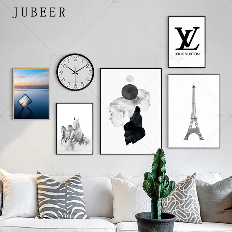 

Landscape Simple Canvas Print Girl Decorative Painting Paris Tower Poster and Prints Horse Wall Picture Home Decoration