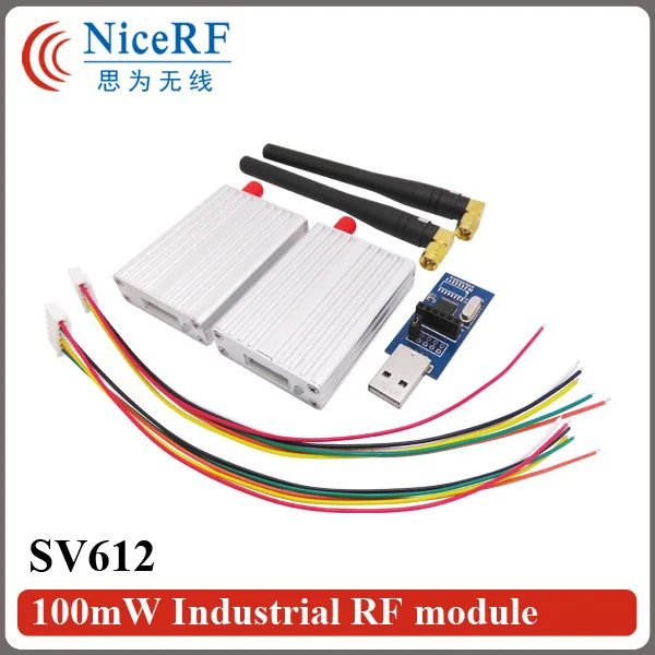 

2PCS SV612 433MHz RS232 InterfaceTransmitter And Receiver Module+2PCS Rubber Antennas+ 2PCS USB To RS232 Board