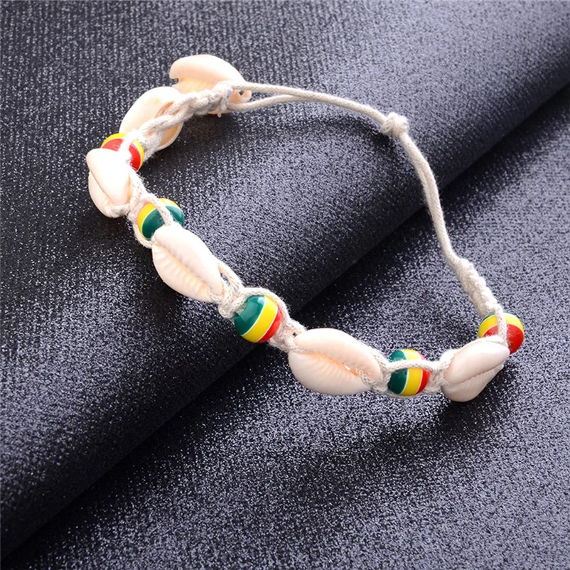 NEW Beads anklets for Women's Cowrie Beach Anklet Natural Shell and Wood Beads Vintage Ankle Bracelet Sandals Pulseras J28#N (3)