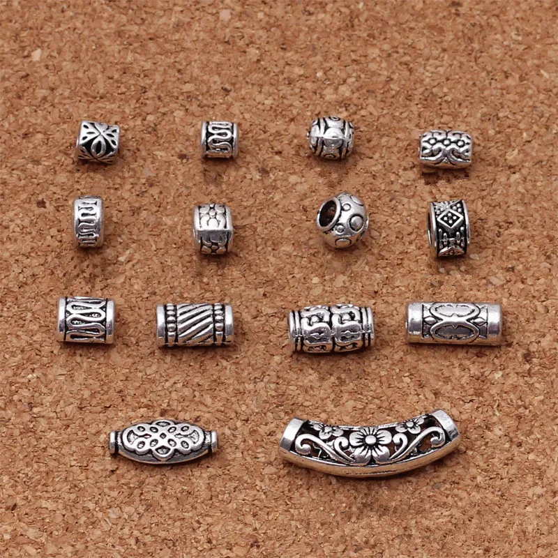 

20Pcs Multiple Size Antique Silver Tibetan Big Hole Spacer Bead Loose Beads DIY Bracelet Charms Jewelry Making Free Shipping C95