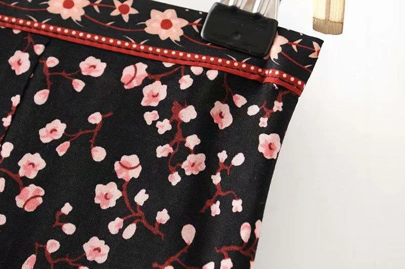 Цветок сливы печати однобортный для женщин юбка 2019, Новая Мода Лето Boho Цветочные Длинные Макси женские юбки