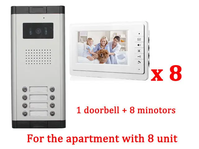 

Apartment 8 Unit Intercom Entry System Wired Video Door Phone Audio Visual