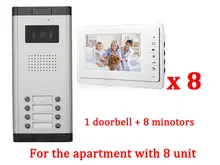 Apartment 8 Unit Intercom Entry System Wired Video Door Phone Audio Visual