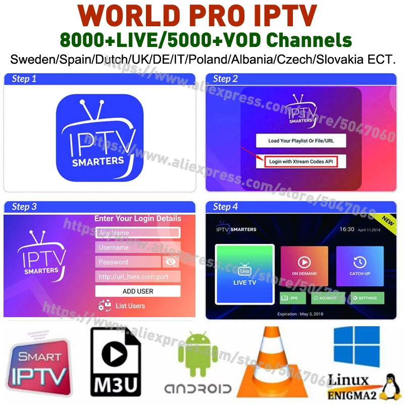 IPTV Europe Smarter App For Sweden Spain Dutch Albania Bulgaria Germany UK Italy Poland Slovakia Israel Asian IP TV Channels