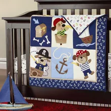 Комплект постельного белья для малышей, 7 шт., детская кроватка для маленьких мальчиков, набор для детской кроватки с рисунком животных, одеяло, бампер, простыня занавеска