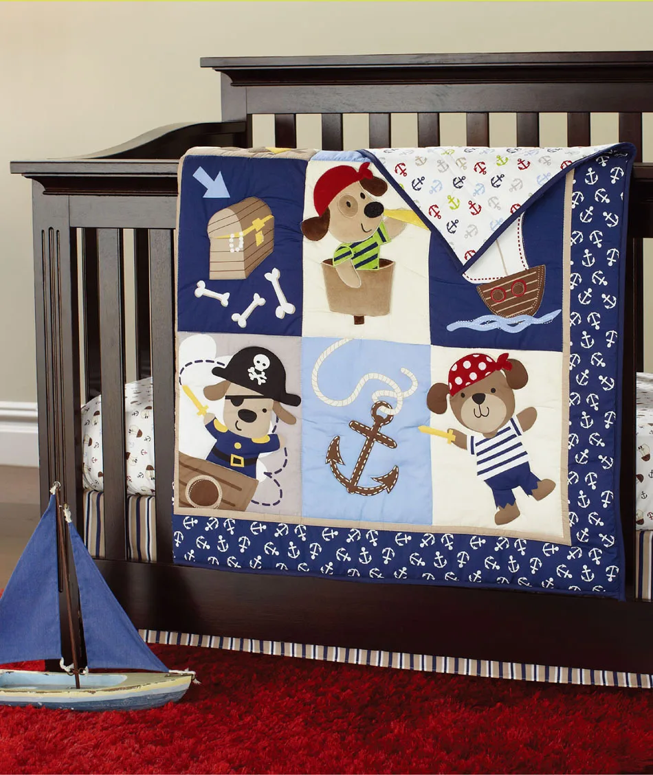 New 7 pcs baby bedding set baby boy crib bedding set ...