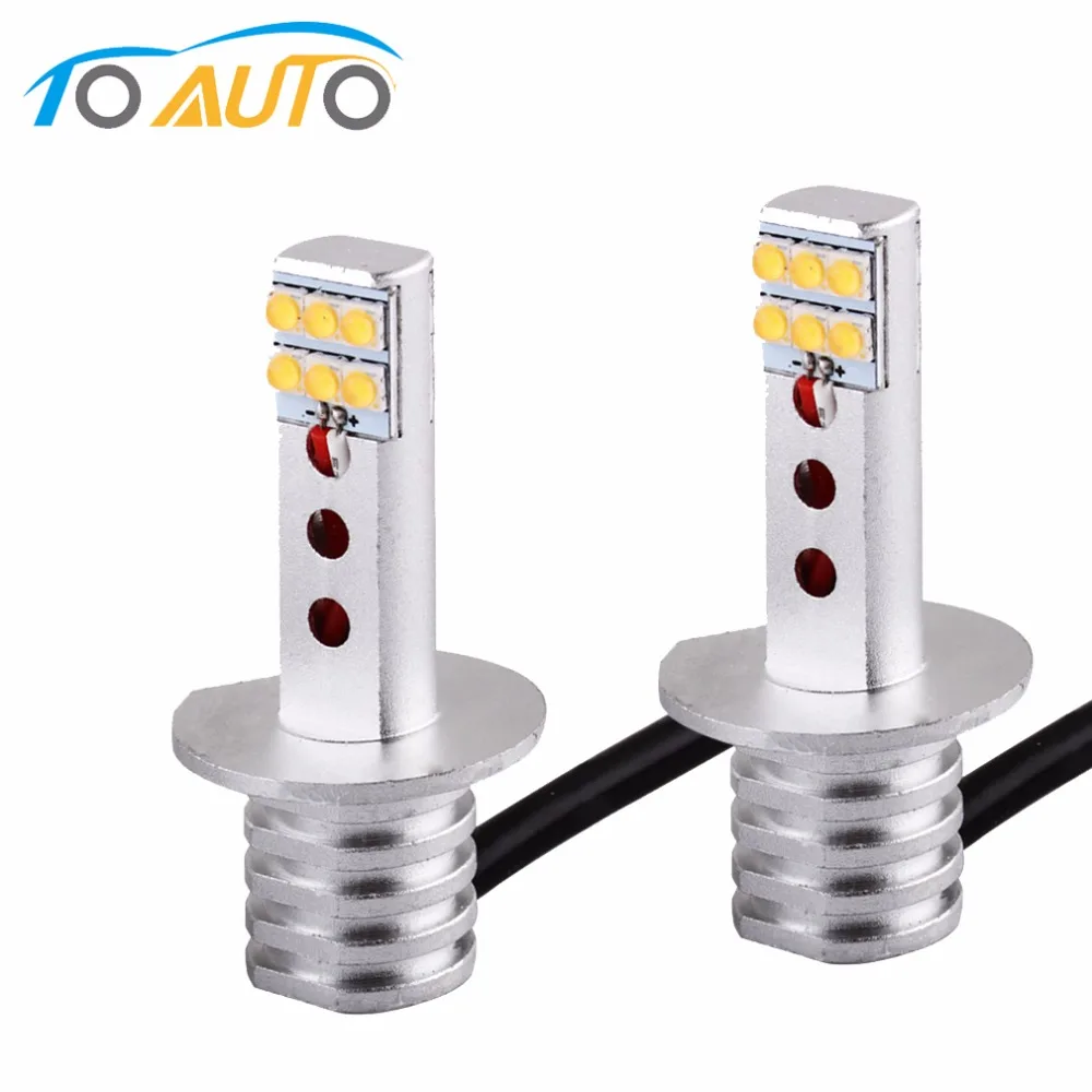 Luzes de Nevoeiro Branco Super Brilhante 12 Smd Brigjt Chip 650lm Carro Led Lâmpada Alta Luz Diurna Auto Drl v 2 Pçs h1 2 2 pçs h1 branco super brilhante 12