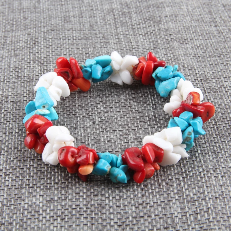 

Natural Stone Crystal Color Collocation Bracelets Quartz Irregular Gravel Crystal Strand Bracelets For Women Jewelry