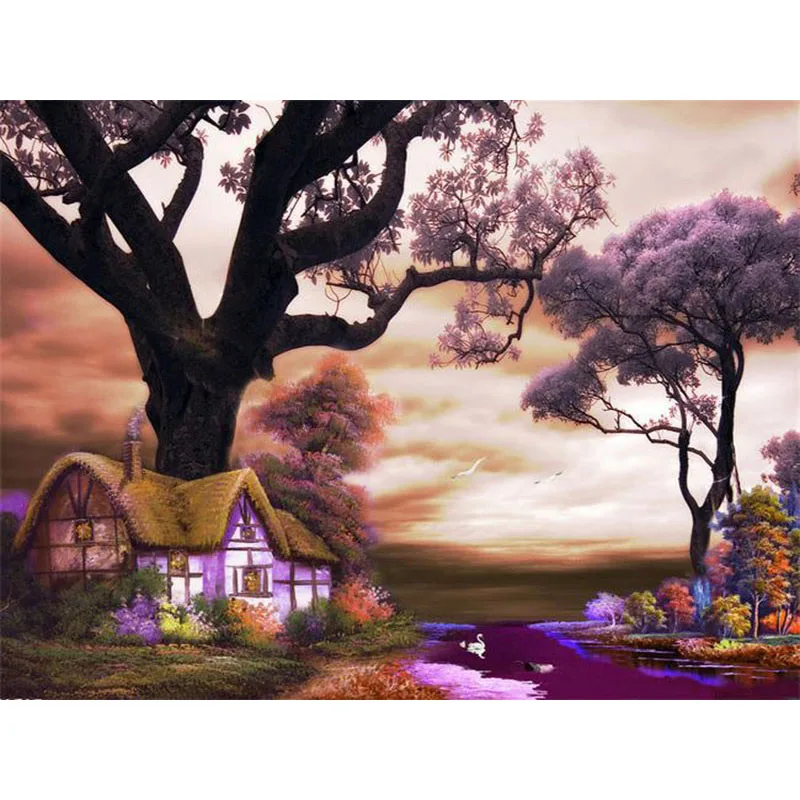 

Frameless Purple Landscape DIY Painting By Number Wall Art Picture Paint By Number Canvas Painting For Home Decor Artwork