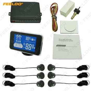 

FEELDO 1set Car 6 Sensors Front And Rear Parking Distance Digital Dual Display Parking Sensor CT-3855