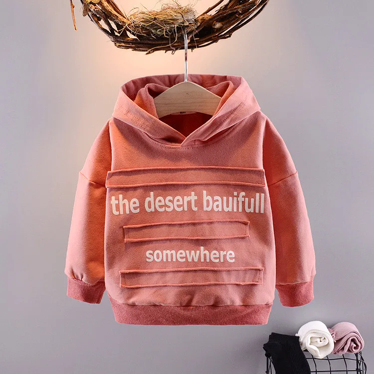 Meninos e Meninas Fora do Velo Novo Outono Pano Cabolsa Gola Hoodie Crianças Carta Manga Longa Topos Roupas 2020 15 2018 novo outono pano casaco gola hoodie