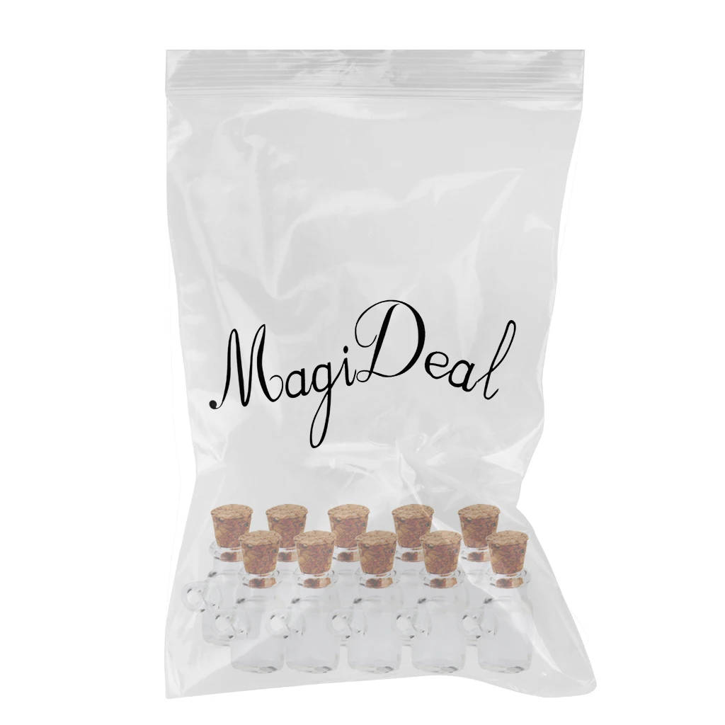 Phenovo 10pcs Mini Unique Shape Glass Bottles Message Treasure Charm Pendant Kit Makes Bottle Pendants Fashion Jewelry 