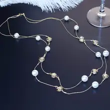 Double Layers Crystal Beads Long Necklace Women Bijoux New Fashion Simulated Pearl Jewelry Fine Gifts For Mother Ladies Party Double Layers Crystal Beads Long Necklace Women Bijoux New Fashion Simulated Pearl Jewelry Fine Gifts For Mother Ladies Party