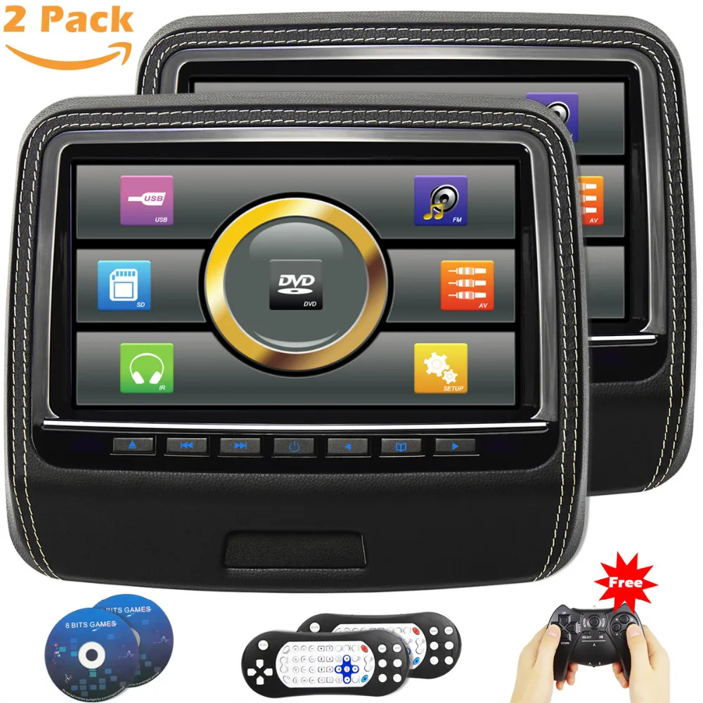 2x 9 inch 1080P TFT LCD Car Touch Screen Headrest Monitor Car DVD