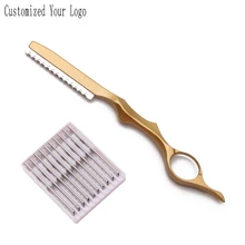 Гравировка менять лезвие Тип Ножи Профессиональные Sharp Парикмахерская Бритва для волос Бритва Уход за волосами для стрижки, прореживания шерсти Ножи добавьте 10 лезвий C6100