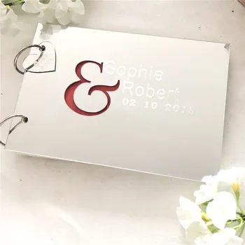 

Personalised Mr & Mrs Wedding Guest Book Gift for Couples Silver Mirror Acrylic Engraved Guest Book Custom Signature Book