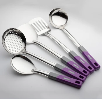

5 Pieces Set Stainless Steel Kitchen Utensils High Quality Hot Insulation Handle Kitchen Tools Set Rice Spoon Free Shipping
