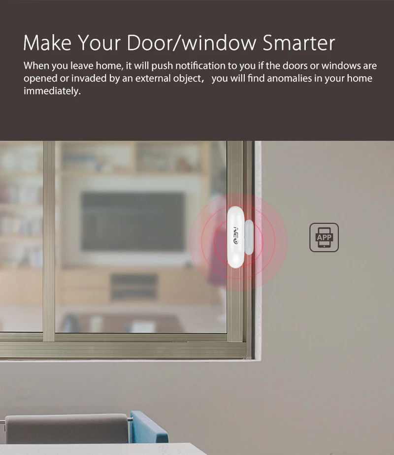 CHOIFOO NAS DS01W Wifi дверной оконный датчик работает с Amazon Alexa Goole Assistant IFTTT не требуется