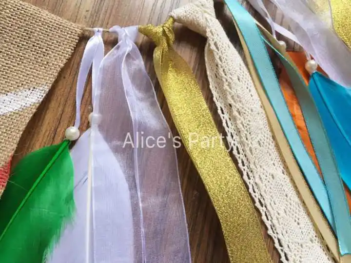 Hot Design Indian High Chair Bunting Colorful Feathers Garland