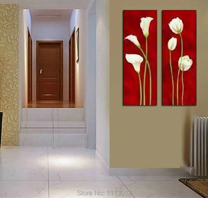 

100% Hand Painted 2 Piece Set Decoration Narcissus Floewr Oil Painting On Canvas Modern Home Wall Picture Wall For Living Room